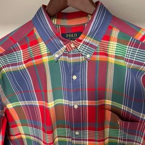 Polo Ralph Lauren | Plaid Oxford Sport Shirt | dark pink  / blue multi | XLT